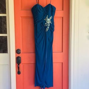 Adrianna Papell Teal Mother of the Bride Formal Evening Dress Gown with Shawl